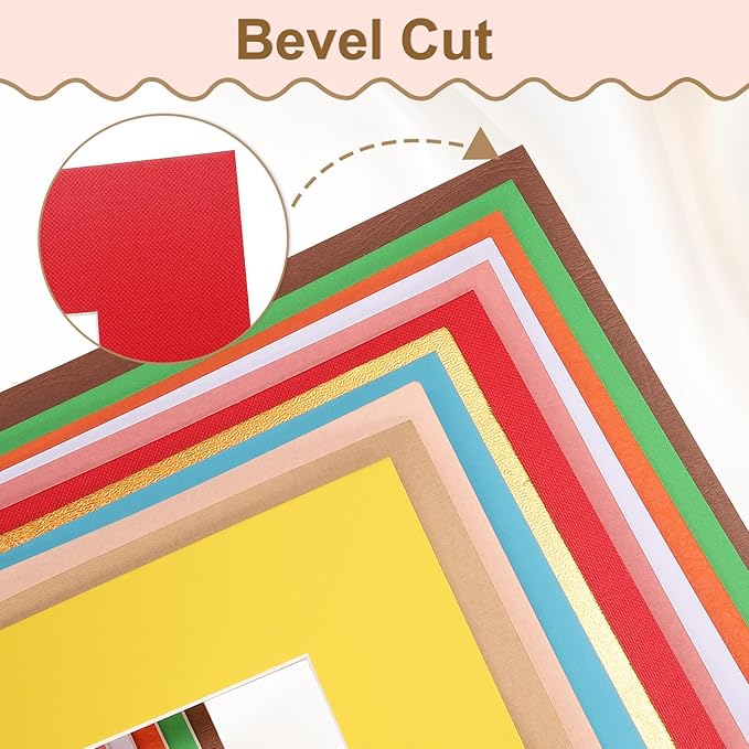 Picture Mats, 8 x 10 for 5 x 7 Pictures Acid Free White Core Bevel Cut Frame Mattes for Display Art Measuring, Purple