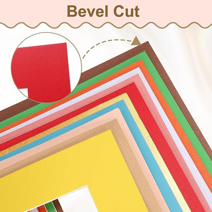 uxcell 10Pcs Picture Mats, 8 x 10 Mat Board Center for 5 x 7 Pictures Acid Free White Core Bevel Cut Frame Mattes for Display Art Measuring, Silver