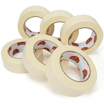 TAPEBEAR General Purpose Masking Tape 1.5 Inch x 60 Yards, Beige White Painters Tape for Painting, Labeling, DIY Arts Crafts, Home Office School Projects, 6 Rolls