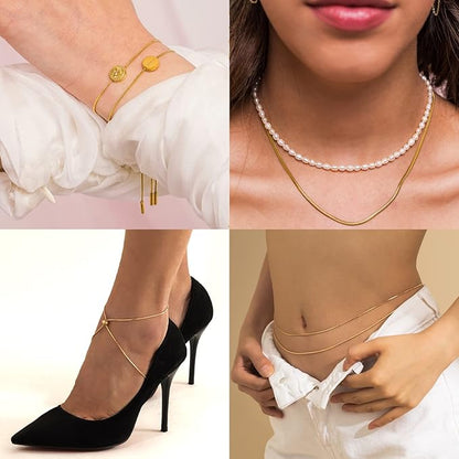 Jishi 33ft Gold Snake Chain 1.2mm Jewelry Making Chains for Necklace Bracelet DIY Jewelry Supplies Findings - Gold Plated Round Snake Cable Chain Link Roll w/Lobster Clasps, Cord Ends & Jump Rings