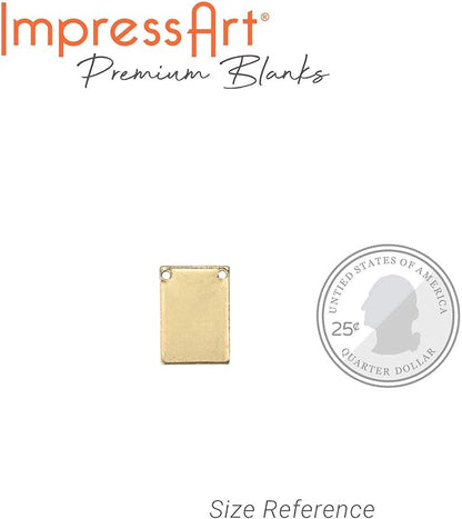 ImpressArt - Premium Metal Stamping Rectangle Blanks for Metal Stamping and Jewelry Making (24 Pack) (7/16" x 3/4" Rectangle w/ 2 Holes, Brass)