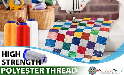 Mandala Crafts Neutral Heavy Duty Thread - 6000 Yds Tex 90 Thread - Bonded Polyester Thread Outdoor Marine Upholstery Threads