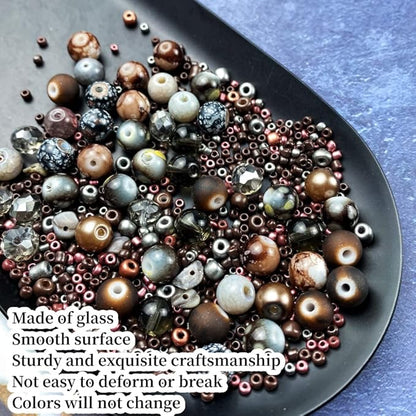 Assorted Glass Resin Beads Multi Size Colors Smooth Cracked Gravel Millet Spacer Beads for Bracelets Necklace Earring DIY Jewelry Making Craft(Deep Amber Series)