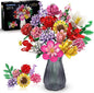 Flower Bouquet Building Set, 1464 PCS Botanical Collection Building Block Toy, 18 Flowers Rose Sunflower Home Plant Decor, Birthday Gifts for Adults Women Boys Girls 8-12+