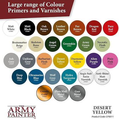 The Army Painter Color Primer, Desert Yellow, 400 ml, 13.5 oz - Acrylic Spray Undercoat for Miniature Painting
