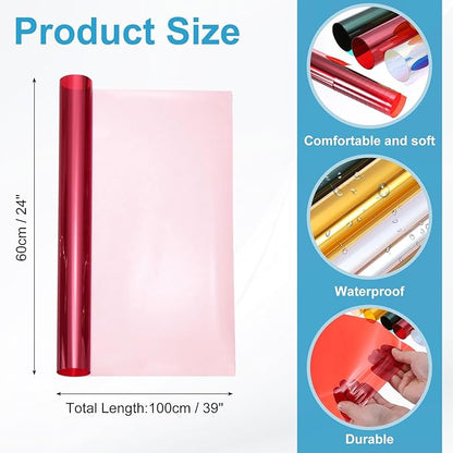 MECCANIXITY Iridescent Window Film,24" x 39" Iridescent Holographic PVC Fabric Dichroic Film Clear Vinyl Paper Roll for DIY Craft Gift Wrapping Bag Decoration,Pink