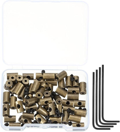 MECCANIXITY 50 Pcs Metal Locking Pin Backs, Locking Pin Keepers Clasp 9mm(H) with 4 Wrench Replacement in Storage Case for Badge, Brooch, Copper Tone