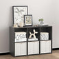 Wooden 6 Cube Storage Organizer with Closed Back Panel,Black Cube Shelf Heavy Duty Cubby Storage Organizer with Compartments for Living,Display Shelf,Bookshelf