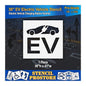 Pavement Stencils - 36 in - Electric Vehicle Silhouette with Plug and EV Letters - 35'' x 41'' x 1/8" (128 mil) - Pro-Grade