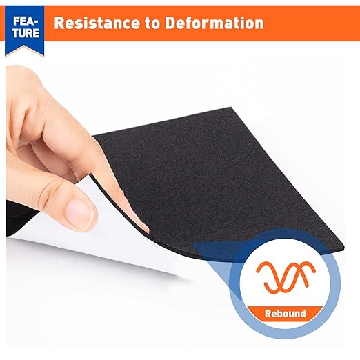 MAGZO 5Pcs Adhesive Foam Padding 1/8 in Thick X 12 in X 8 in,Closed Cell Foam Sheets Neoprene Rubber Self Stick Pads Anti Vibration Pads,Black (12in x 8in x 1/8in, 5Pcs)