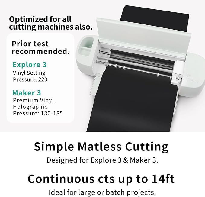 TECKWRAP Smart Permanent Vinyl, (13in x 14ft) - Adhesive Craft Vinyl - Matless Cutting & Easy to Apply for DIY Decal Projects with Maker 3 / Explore 3 Machines, Matte White