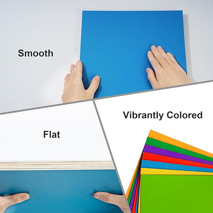 ROBOTIME 7-Pack Double-Sided Colored 1/8" Plywood Sheets - 12 x 16 x 1/8 Inch - Roller-Coated Solid Color 3mm Craft Wood Sheets for Laser Cutting, Engraving & Wood Burning - Assorted Colors