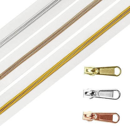 DOITEM 16.5 Yards 3 Pieces Sewing Zippers #5 Nylon Coil Zippers Assorted Zipper for Sewing with 30 Zipper Sliders for DIY Tailor Sewing Crafts Supplies, White