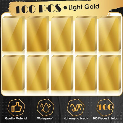 weparmeety 100 Pcs Metal Engraving Blanks Aluminum Sheet Laser Engraving Business Card Multipurpose DIY Gift Cards 86 x 54 x 0.21 mm (Gold)