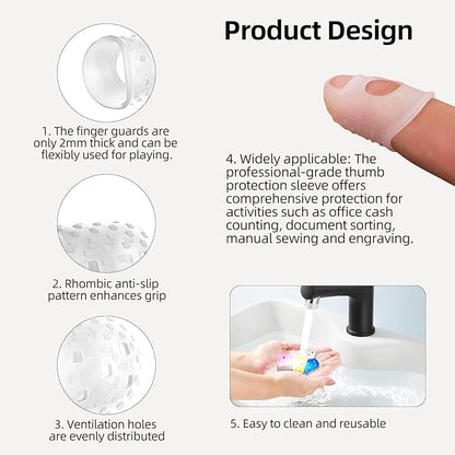 Guitar Fingertip Protector Silicone Thimble 20 PCS Rubber Finger Tips with 5 Sizes (XS-XL),4 Colors for Hand Embroidery Sewing, Carving, Comfort Grip for Guitarists, Office Workers