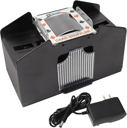 GSE Games & Sports Expert 4-Deck Automatic Card Shuffler, AC/DC-Power & Battery-Operated Shuffler Machines for Playing Cards, Blackjack, Texas Hold'em, Canasta, Bridge, Rummy, UNO