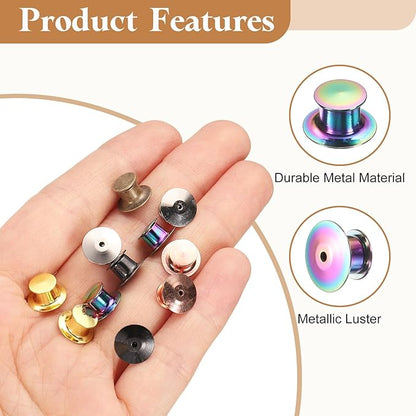 uxcell 30Pcs Metal Locking Pin Backs, Pin Keepers Locking Clasp Flat Head Clamp Needle Back Lock for DIY Brooch Crafts Badges Enamel Lapel, Multicolor