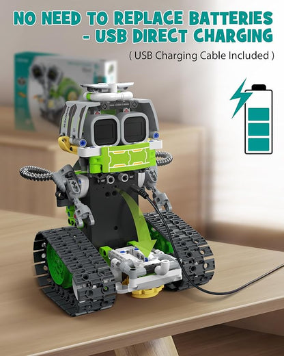 5in1 STEM AI Robot Toys Building Set, 478Pcs APP & Remote Control Engineering Erector Blocks for Kids Age 6-8, Coding Interactive Educational Christmas Birthday Gift for 10-12 Year Boys & Girls