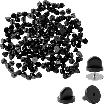 200 Pcs Black Rubber Pin Backs, Enamel Pin Backs, PVC Rubber Lapel Pin Backs, Secure Pin Backings for Replacement Uniform Enamel Pins