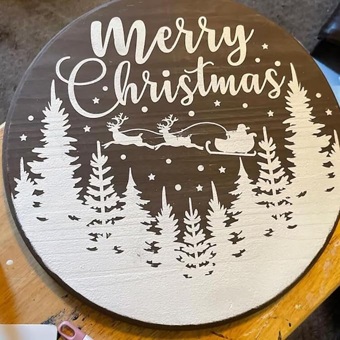 Christmas Stencils for Painting on Wood 12” Merry Christmas Stencil Holiday Stencils Drawing Templates for Door Hanger Porch Wreath Decor
