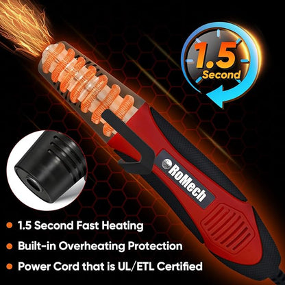 ROMECH 350W Heat Gun with 2 Nozzles, Dual Temp Heat Gun 400°F-660°F, Fast Heat Hot Air Gun with Overload Protection for DIY Craft Embossing Shrink Wrapping (Red)