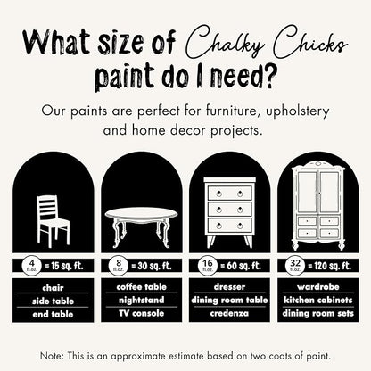 Chalky Chicks All-in-One Chalk Paint for Furniture or Cabinet - 4 Fl Oz - Matte Finish Old Lace (Off White) for Metal, Wood Furniture Paint - No Sanding All-in-One for Home Decor & Crafts, USA Made