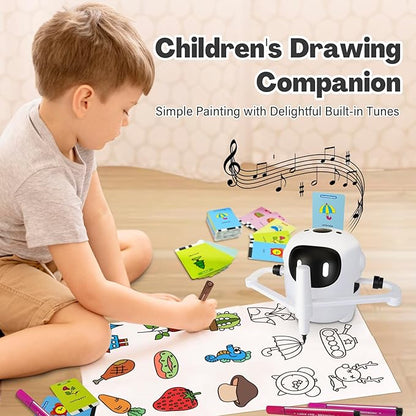 Drawing Robot for Kids with 150 Cards, Voice Interactive Educational Drawing Machine, Montessori Painting Learning Toys for 3 4 5 6 7 8 Year Old Boys Girls Birthday Party