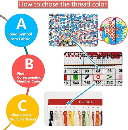 Disnesart Cross Stitch Stamped Full Embroidery Kits DIY 11CT Cotton Thread Printed DIY Needlepoint Kits Craft Needlework Set Cross-Stitch Stamped Sets-Magical Flowers 16x20 inch