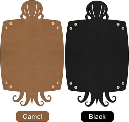 SIQUK 2 Pieces Octopus Dice Rolling Tray PU Leather Dice Mat Folding Scroll Dices Holder Trays for D&D RPG Games (Camel, Black)