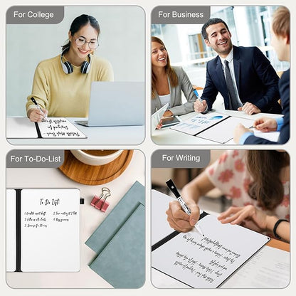AGM Portable White Board Dry Erase Notebook, 12" x 9" Double Sided Folding Whiteboards with 3 Pens, Small Travel Dry Erase Board Skin-friendly Material for Study, Meeting, Planning, Ocean Blue
