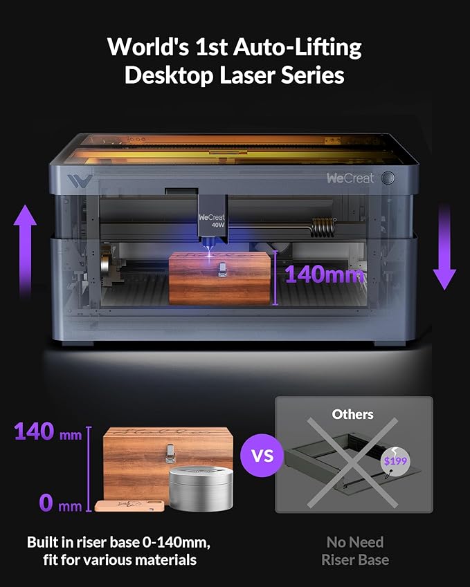 WECREAT Vision 40W Enclosed Laser Cutter and Engraver Machine with HD Smart Camera, Air Assist, Laser Bed, 600mm/s Batch Process Speed, Diode Desktop Laser Cutter for Wood, Acrylic, Metal, Leather