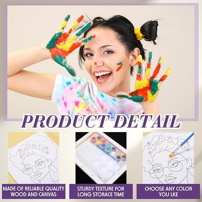 Zhanmai 12 Pack Pre Drawn Canvas for Painting Sip and Paint Kit 8" x 10" Paint Party Set Canvas Painting Pre Printed Canvases for Party Favor DIY Virtual Adult's Date Night(Charming Girl)
