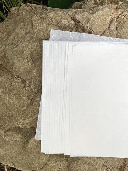 50 Sheets A4 Natural Fiber Mulberry Tree Mulberry Paper Sheets Art Tissue Washi Paper Design Craft Art Origami Suppliers Card Making DIY Crafts (White Color, A4)