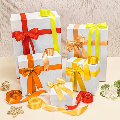 1 Inch Orange Satin Ribbons for Crafts, 6 Rolls Single-Faced Orange Assorted Ribbons for Gift Wrapping Flower Bouquet Wedding Invitations Bridal Shower Hair Bows Garland Party Decor