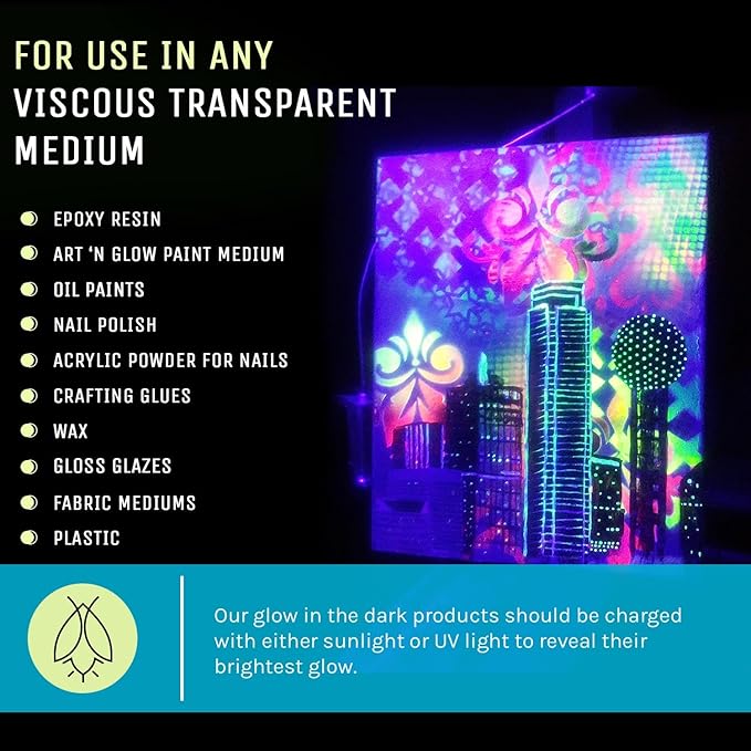 Glow in The Dark Pigment Powder - Neutral and Fluorescent Color for Art Painting, Fine Art, Nail Art Paint, and DIY Crafts - Long Lasting, 10+ Color Options - Fluorescent Yellow - 120 Grams