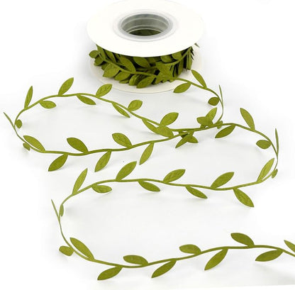 MEEDEE Leaf Trim - 1" x 20 Yards - Sage Green Ribbon for Leaf Wrapping Paper Sewing Craft Accessories Greenery Baby Shower Birthday Party Hemp Yarn Flowers Embellishments