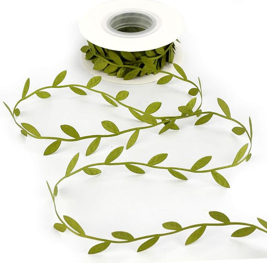 MEEDEE Leaf Trim - 1" x 20 Yards - Sage Green Ribbon for Leaf Wrapping Paper Sewing Craft Accessories Greenery Baby Shower Birthday Party Hemp Yarn Flowers Embellishments
