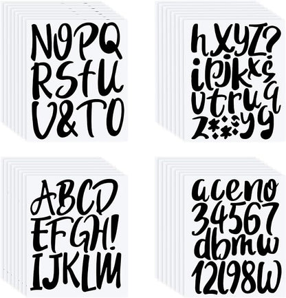 Outus 576 Pieces 8 Sheets Letters Stickers Self Adhesive Vinyl Letter Alphabet Number Stickers Mailbox Numbers Sticker, Decals for Classroom Decor, Sign, Door(Black,4 Inch)