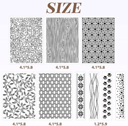 Embossing Folders Clay Stamps for Polymer Clay Earrings Making Embossing Tool Geometric Textured Flower Pottery Stamps Polymer Clay Roller Clay Texture Sheets (9PCS)