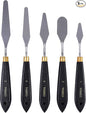 conda Palette Knife Painting Stainless Steel Spatula Palette Knife Oil Paint Metal Knives Wood Handle (Black 5 Piece)