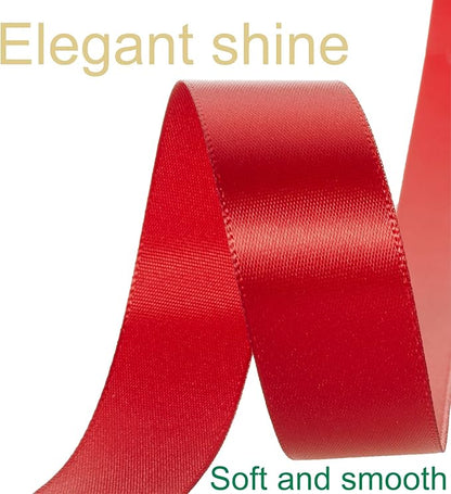 1 Inch Red Ribbon, 50 Yards Craft Polyester Satin Ribbon Perfect for Gift Wrapping, Handmade Roses, Wedding Party Decorations and DIY Crafts