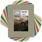 Mat Board Center, Pack of 20, Mixed Colors 8x10 Picture Mats Matting with White Core Bevel Cut for 5x7 Pictures