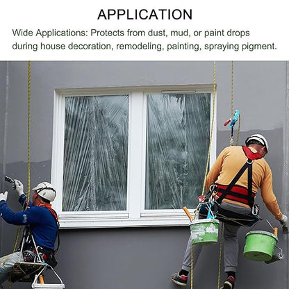 uxcell Pre-Taped Masking Film, 3.6ft x 66ft Plastic Paint Drop Cloth with Medium-Tack Painters Tape for Painting Spraying Protection Blue Film 6Pcs