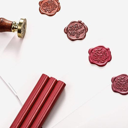 Nuanchu 15 Pcs Glue Gun Sealing Wax Sticks Retro Vintage Wax Sticks for Seal Stamp and Letter for Wedding Invitations Card Envelope Christmas Holiday Gift Ideas(Wine Red)
