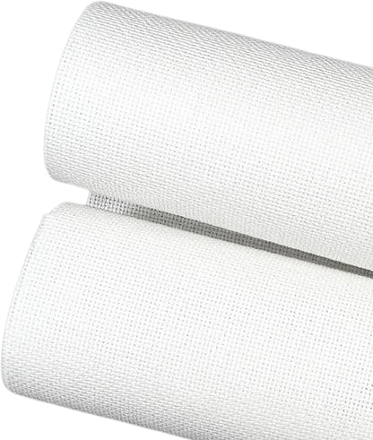 2 Sheets of White 14 Count Aida Cloth – 21 x 21 Inch Pre-Cut Fabric Squares – Cross Stitch Fabric – 100% Cotton – Ideal for Needlework & Embroidery – The Knotty Unicorn