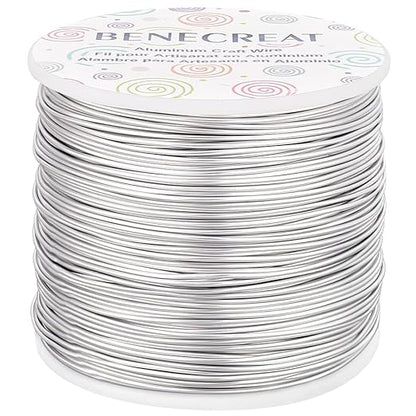 BENECREAT 12 17 18 Guage Aluminum Wire (18 Gauge,492 FT) Anodized Jewelry Craft Making Beading Floral Colored Aluminum Craft Wire - Silver