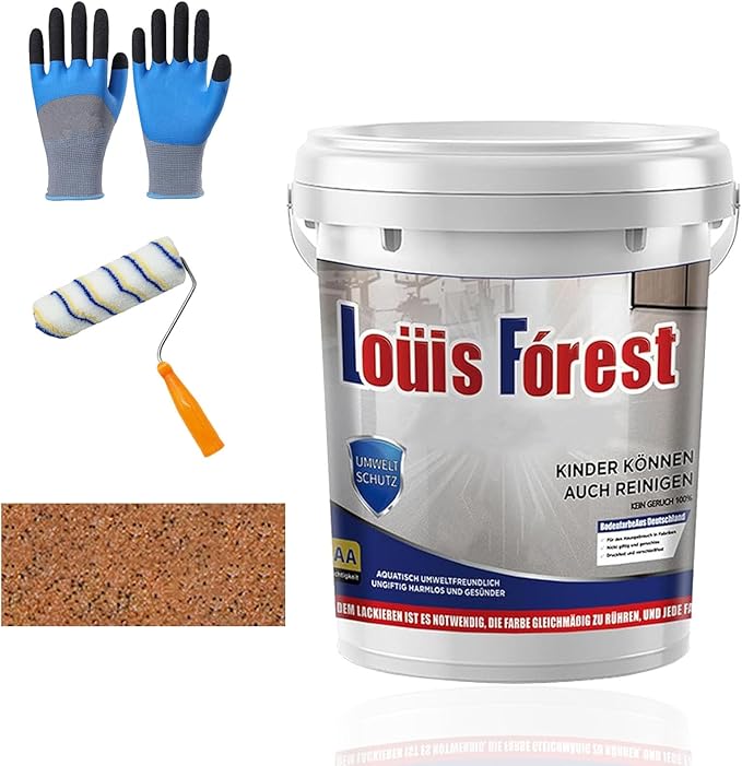 Louis Forest Epoxy Floor Paint, High-Gloss Marble Effect Coating, Epoxy Colored Sand Floor Paint, Wear-Resistant and Non-Slip for Indoor Outdoor (0.5KG-Orange)