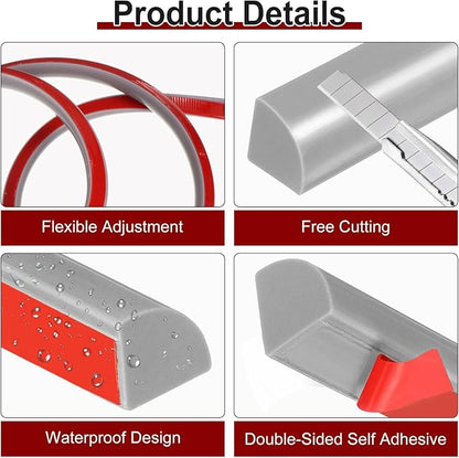uxcell 197 Inch Flexible Quarter Round Molding Silicone Peel and Stick Trim Self Adhesive Shower Water Barrier for Corner Decor Bathroom Kitchen, Gray
