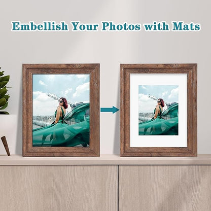 ZBEIVAN 11x14 White Picture Mats with Core Bevel Cut Frame Mattes for 8x10 Pictures - Pack of 5