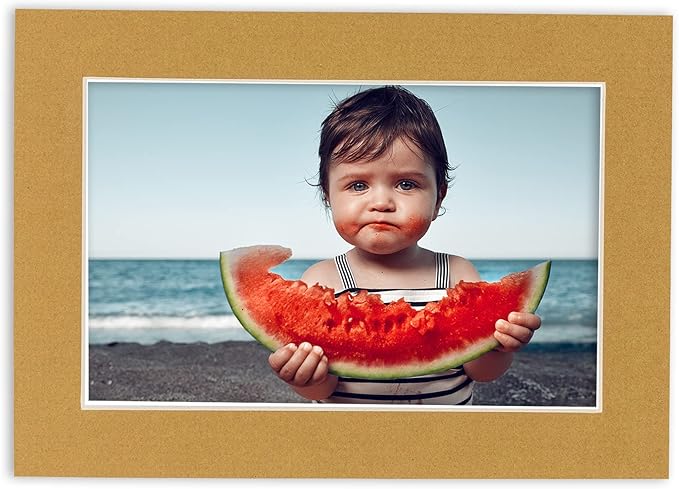 11x14 Mat for 8.5x11 Photo - Precut Rattan Beige Picture Matboard for Frames Measuring 11 x 14 Inches - Bevel Cut to Display Art 8.5 x 11 Inches - Acid Free ONE MAT with Backing Board & Clear Bag